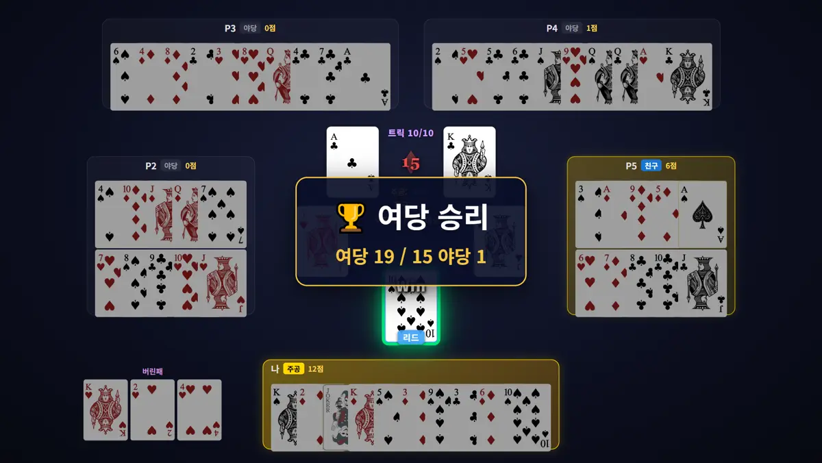 결과 — 19:1 승리 장면