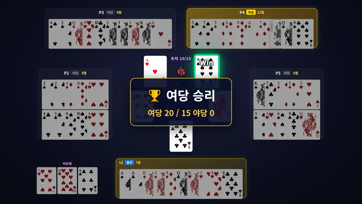 결과 — 20:0 런 장면